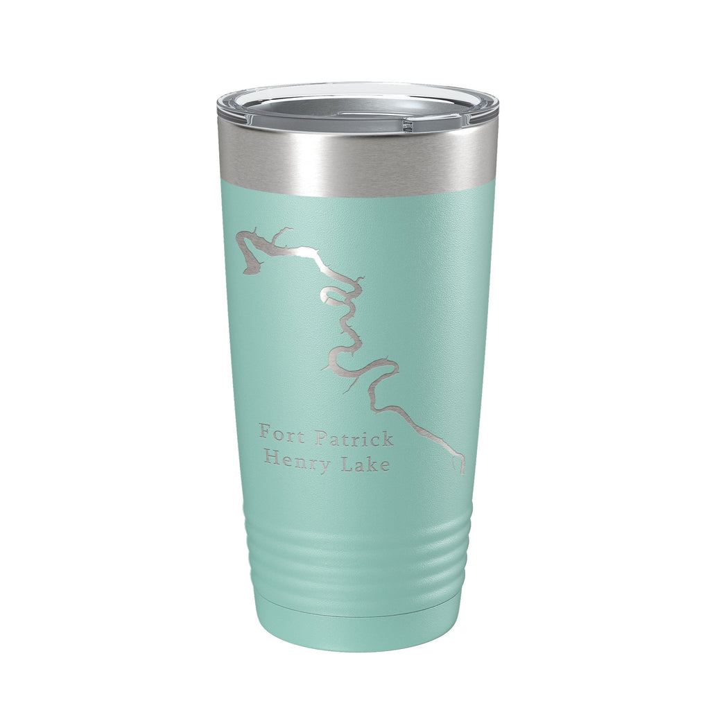 Fort Patrick Henry Lake Map Tumbler Travel Mug Insulated Laser Engraved Coffee Cup Tennessee 20 oz