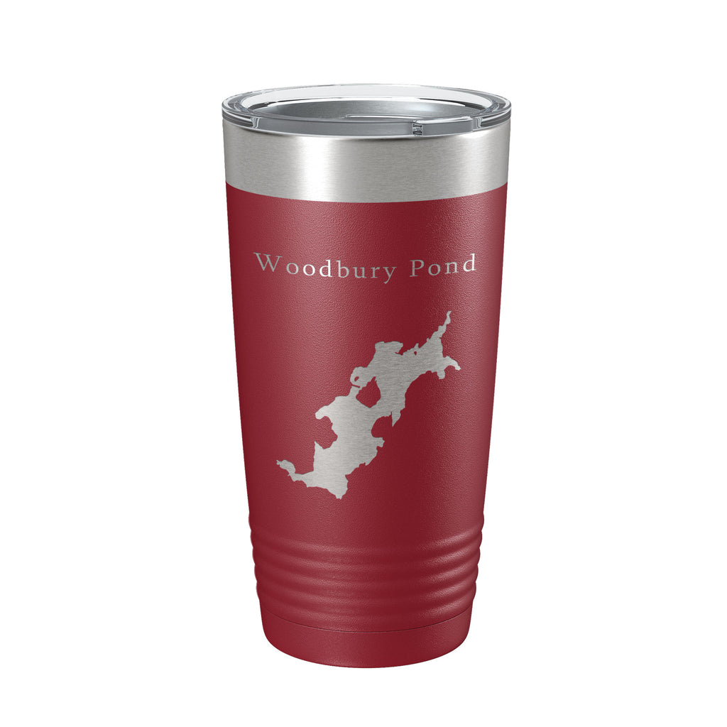 Woodbury Pond Tumbler Lake Map Travel Mug Insulated Laser Engraved Coffee Cup Maine 20 oz