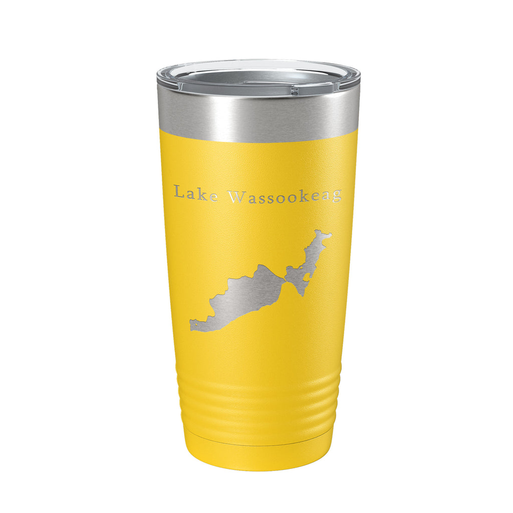 Lake Wassookeag Map Tumbler Travel Mug Insulated Laser Engraved Coffee Cup Maine 20 oz