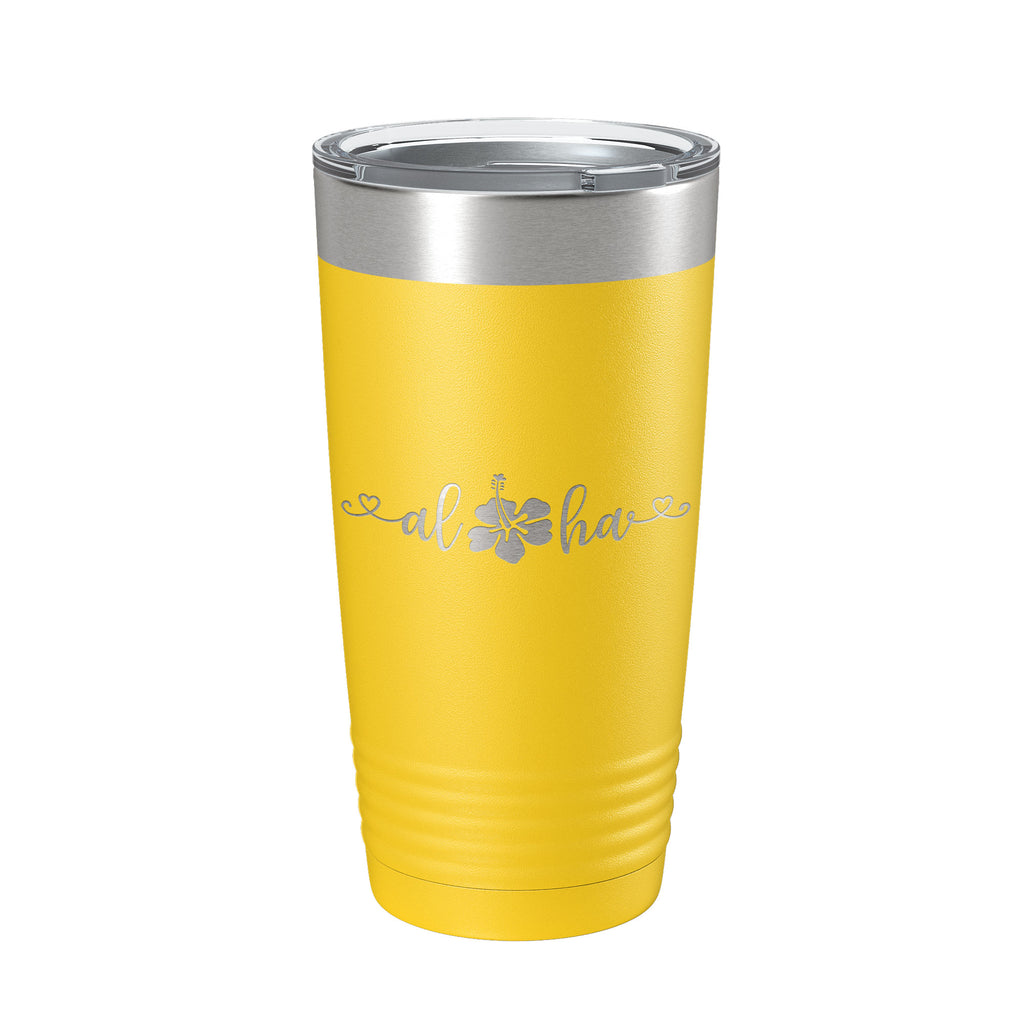 Aloha Hibiscus Tumbler Flower Travel Mug Cute Insulated Laser Engraved Coffee Cup Hawaii 20 oz