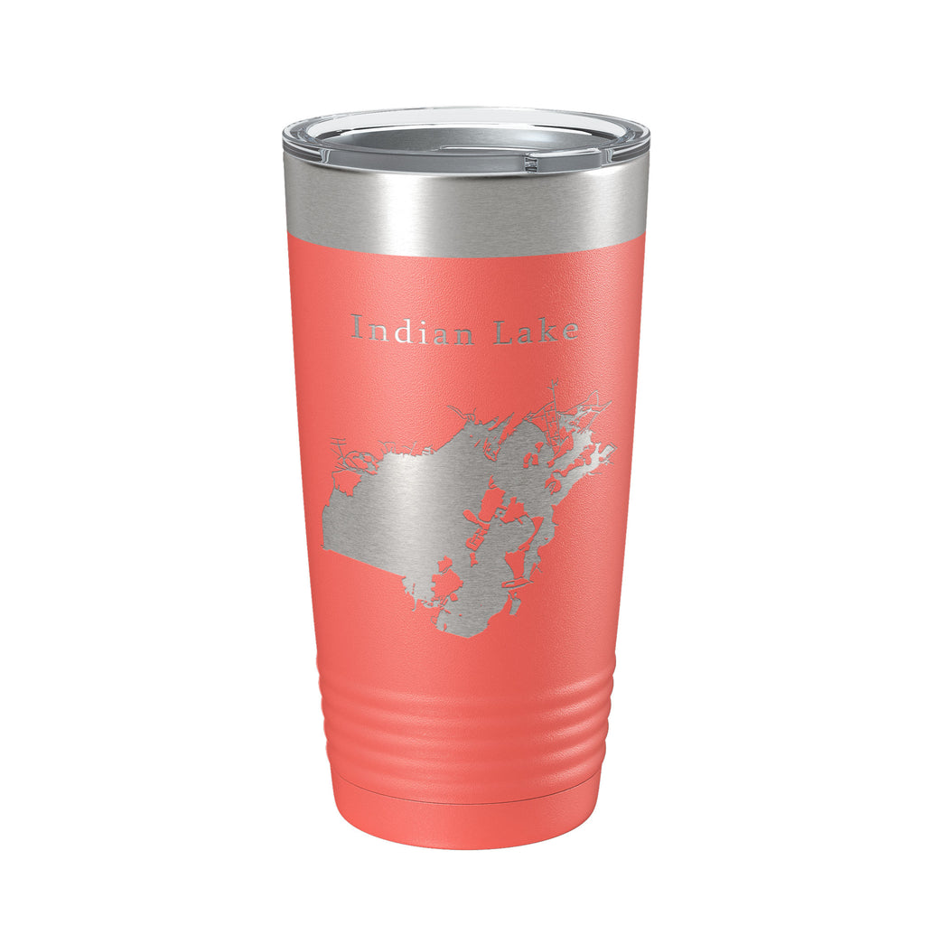 Indian Lake Map Tumbler Travel Mug Insulated Laser Engraved Coffee Cup Ohio 20 oz