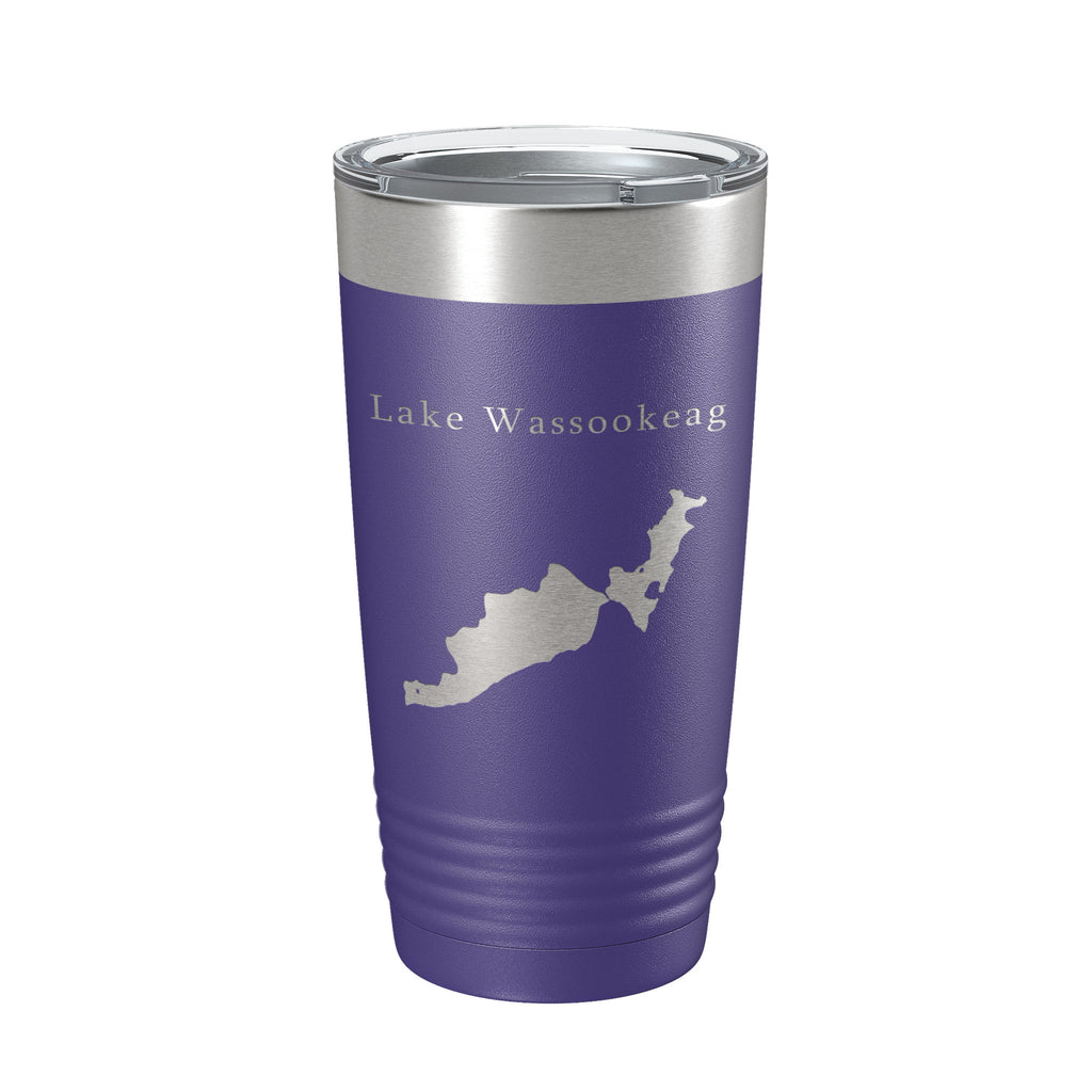 Lake Wassookeag Map Tumbler Travel Mug Insulated Laser Engraved Coffee Cup Maine 20 oz