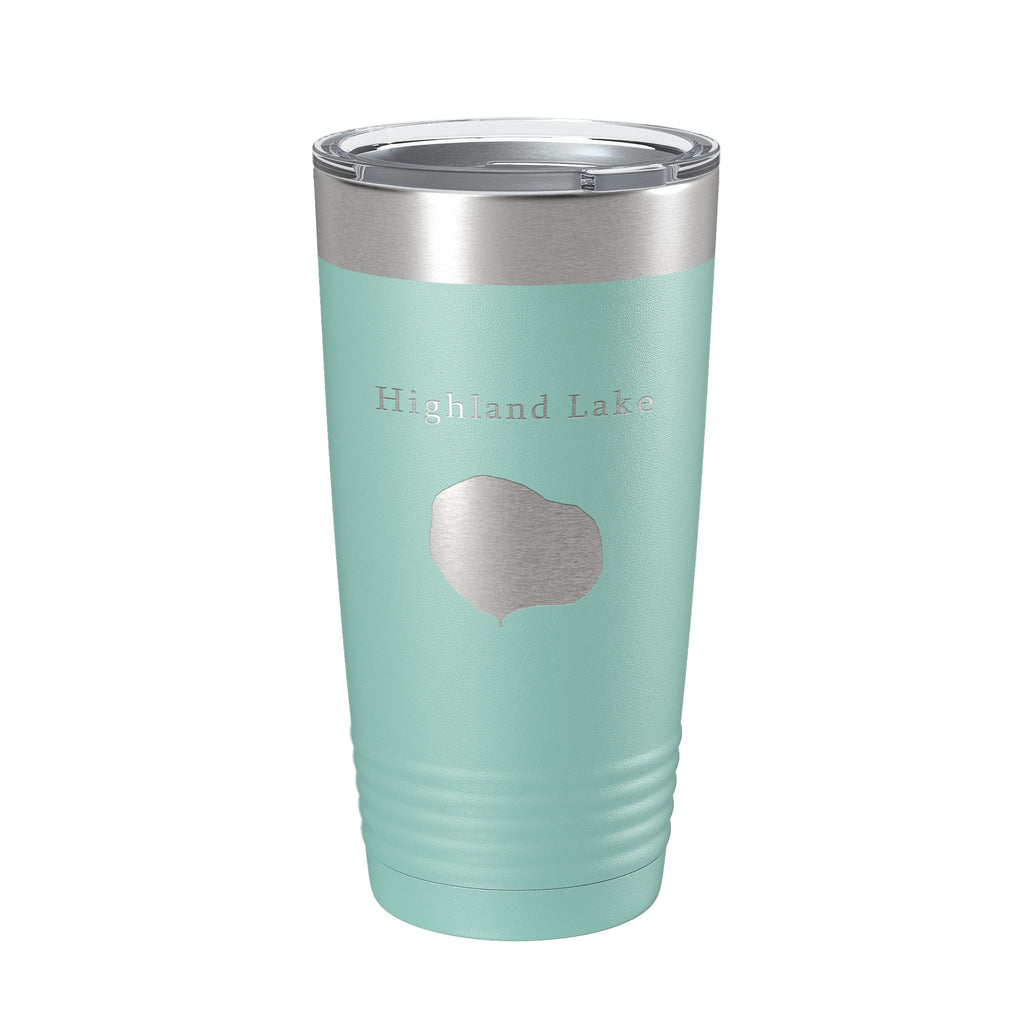 Highland Lake Map Tumbler Travel Mug Insulated Laser Engraved Coffee Cup Illinois 20 oz