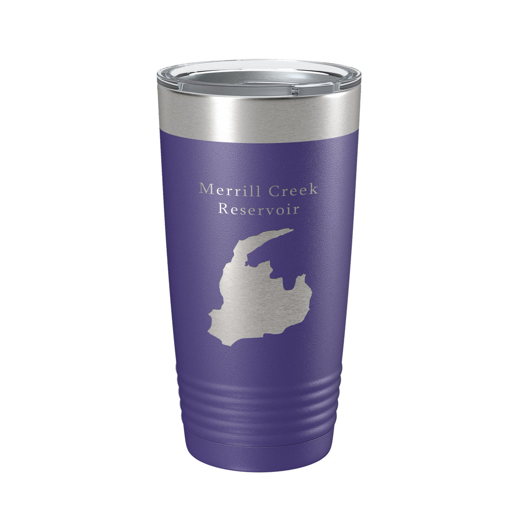 Merrill Creek Reservoir Tumbler Lake Map Travel Mug Insulated Laser Engraved Coffee Cup New Jersey 20 oz