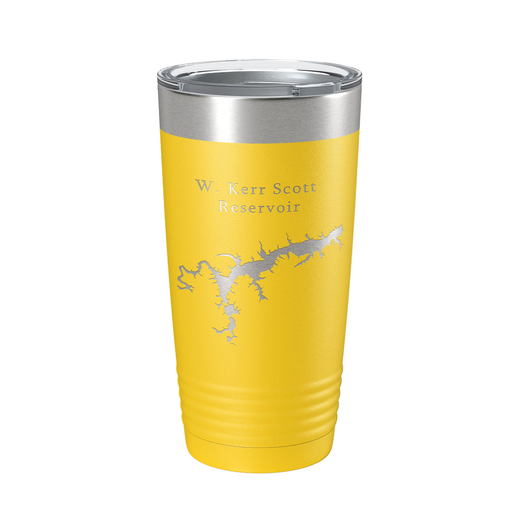 W. Kerr Scott Reservoir Tumbler Lake Map Travel Mug Insulated Laser Engraved Coffee Cup North Carolina 20 oz