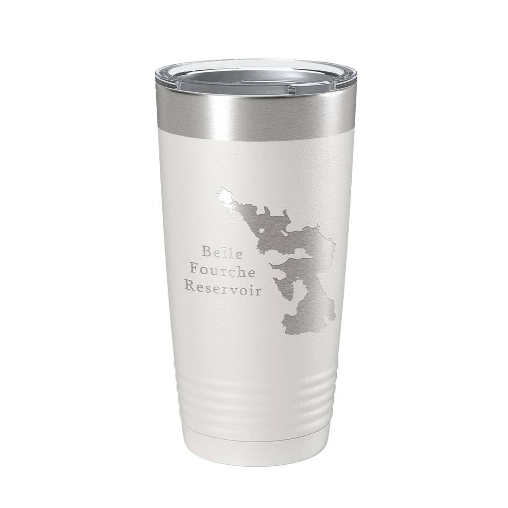 Belle Fourche Reservoir Tumbler Lake Map Travel Mug Insulated Laser Engraved Coffee Cup South Dakota 20 oz