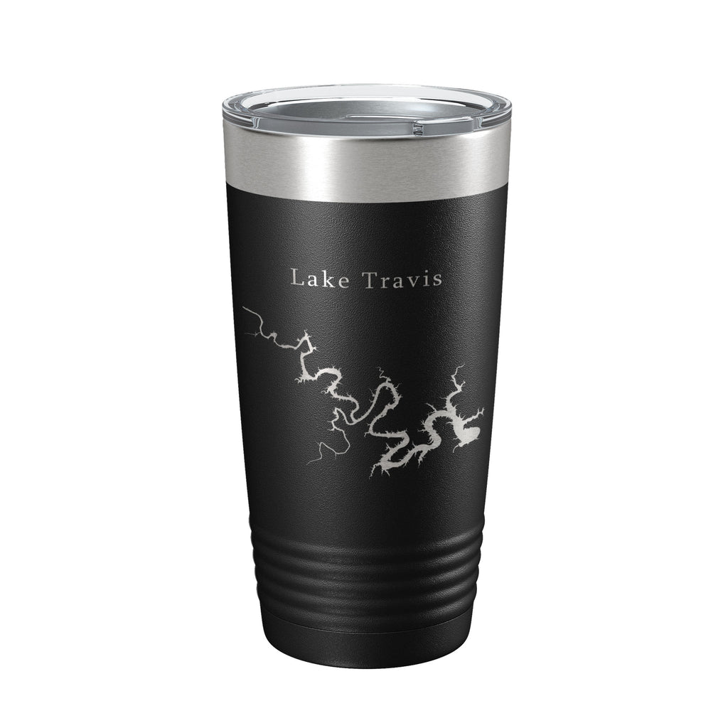 Lake Travis Map Tumbler Travel Mug Insulated Laser Engraved Coffee Cup Texas 20 oz