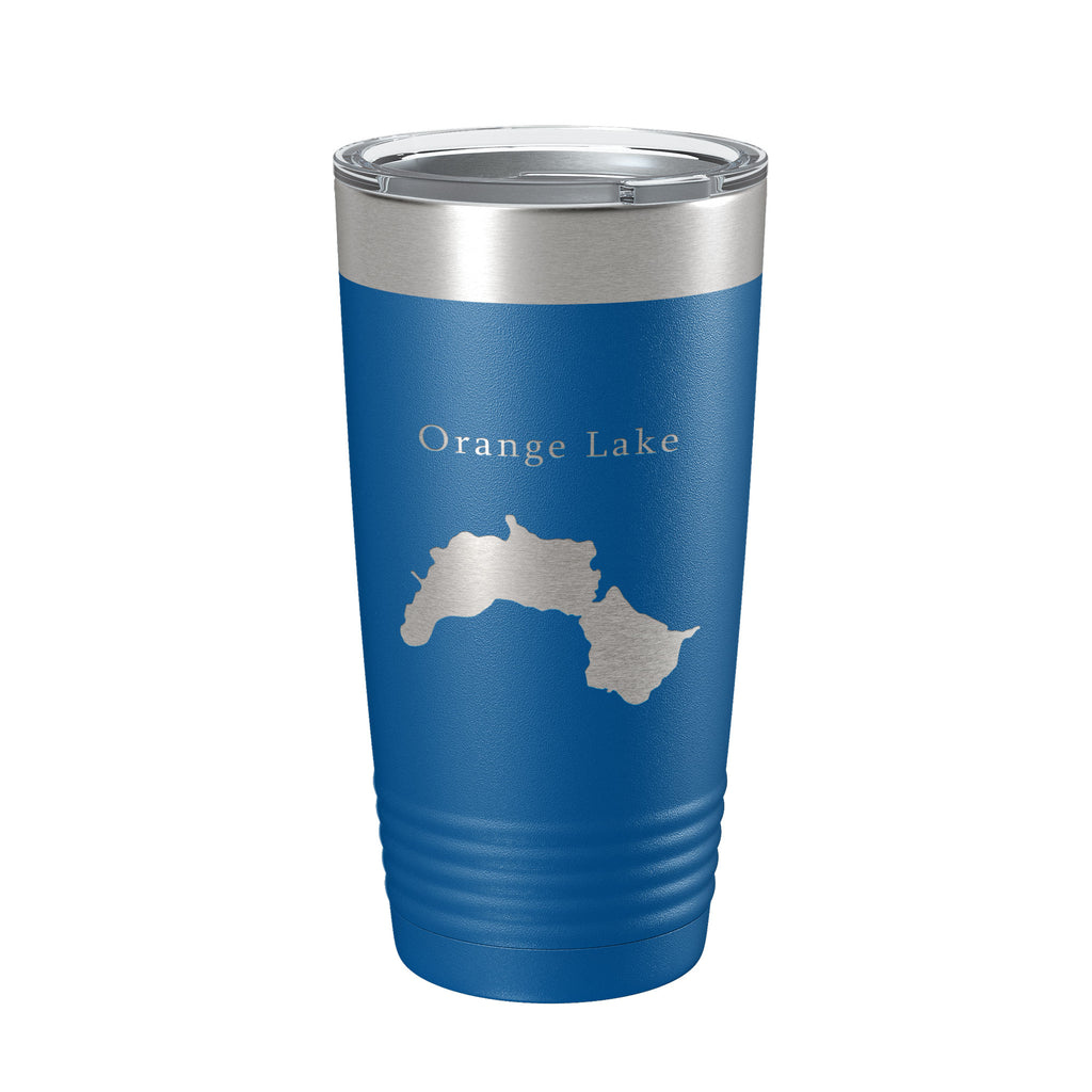 Orange Lake Map Tumbler Travel Mug Insulated Laser Engraved Coffee Cup Maine 20 oz