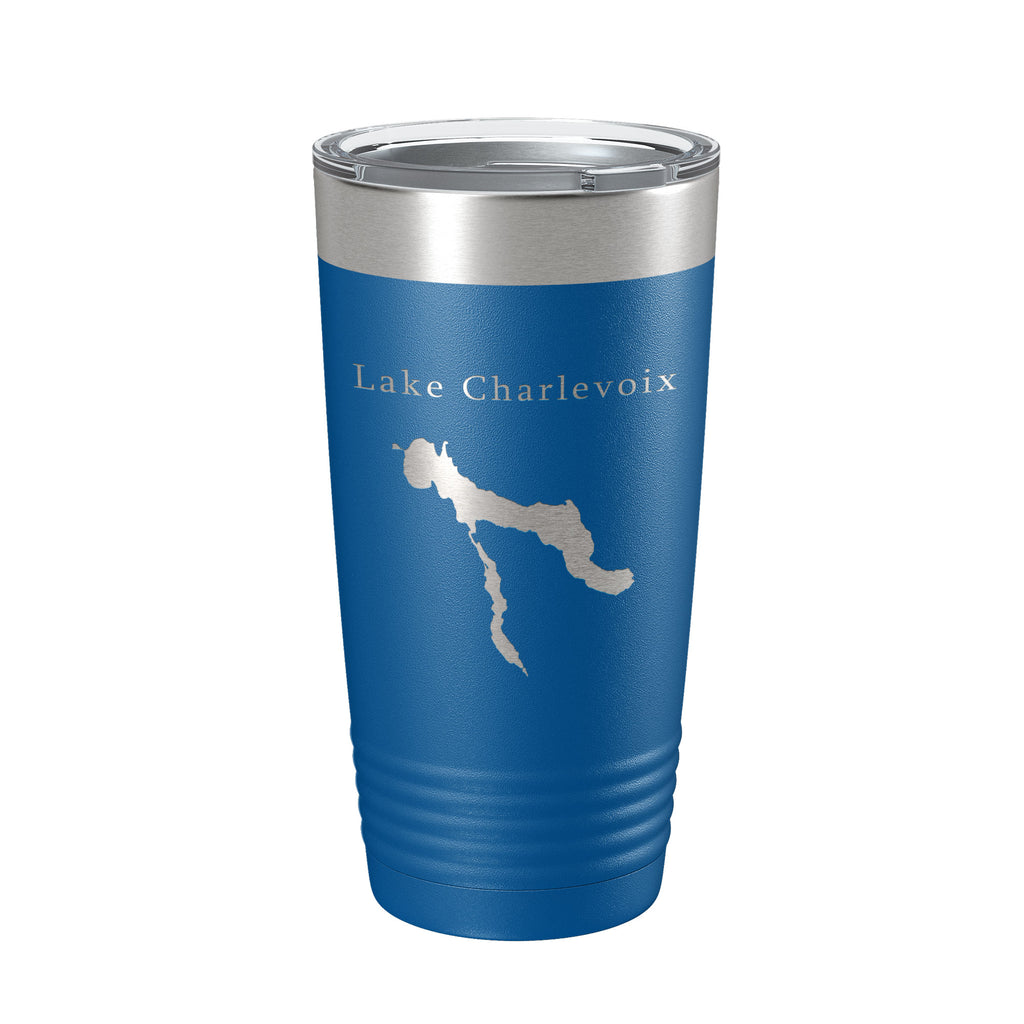 Lake Charlevoix Map Tumbler Travel Mug Insulated Laser Engraved Coffee Cup Michigan 20 oz