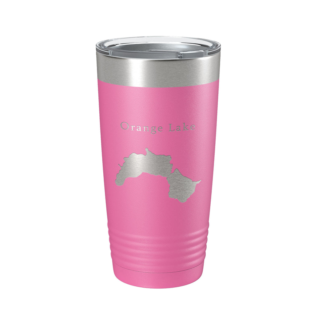 Orange Lake Map Tumbler Travel Mug Insulated Laser Engraved Coffee Cup Maine 20 oz