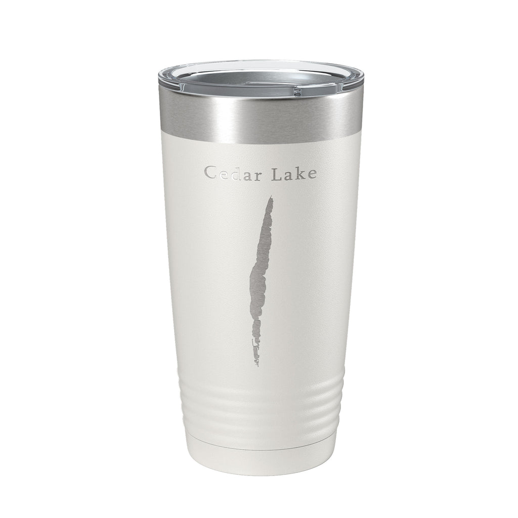 Cedar Lake Map Tumbler Travel Mug Insulated Laser Engraved Coffee Cup Alcona County Michigan 20 oz
