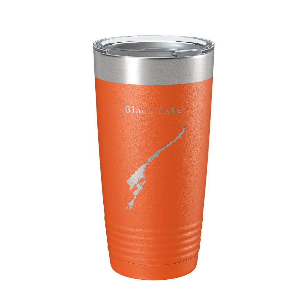 Black Lake Map Tumbler Travel Mug Insulated Laser Engraved Coffee Cup New York 20 oz