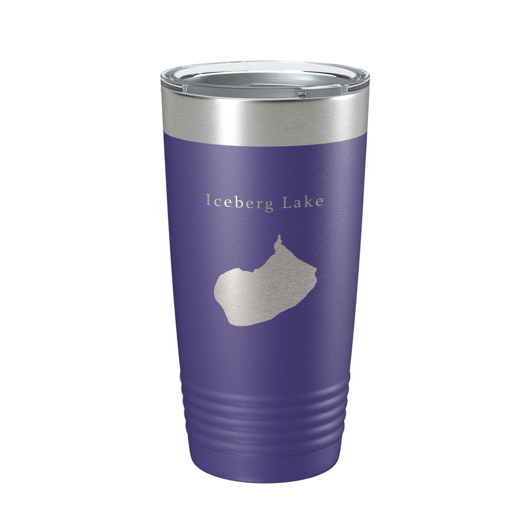 Iceberg Lake Map Tumbler Travel Mug Insulated Laser Engraved Coffee Cup Montana 20 oz
