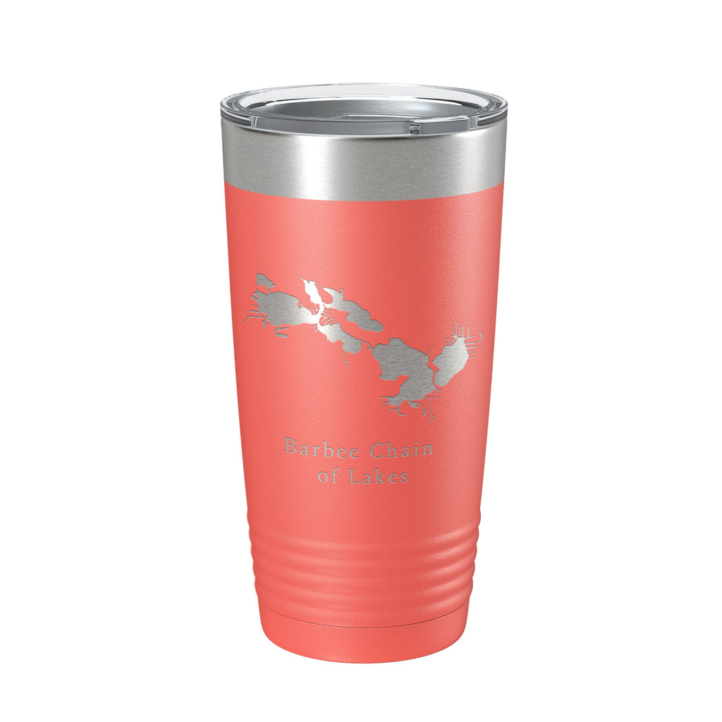 Barbee Chain of Lakes Map Tumbler Travel Mug Insulated Laser Engraved Coffee Cup Indiana 20 oz