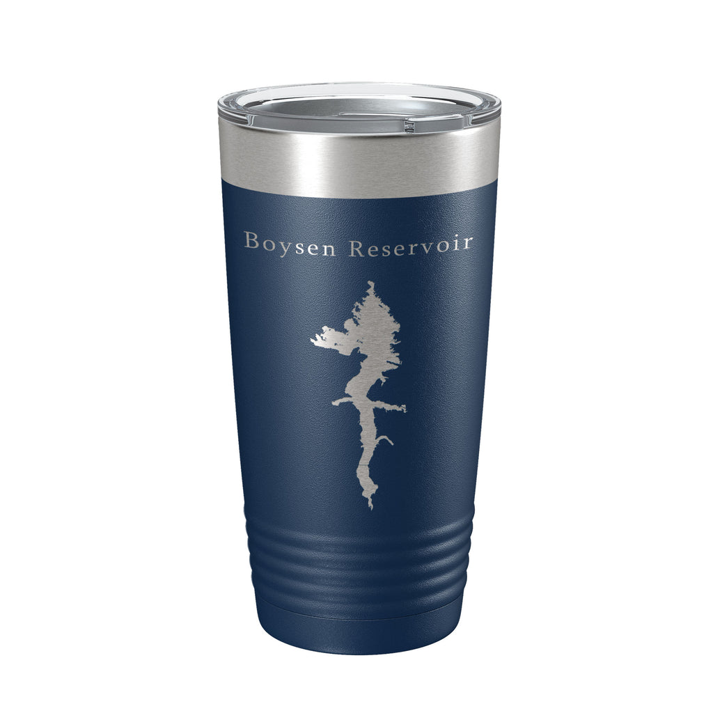 Boysen Reservoir Tumbler Lake Map Travel Mug Insulated Laser Engraved Coffee Cup Wyoming 20 oz