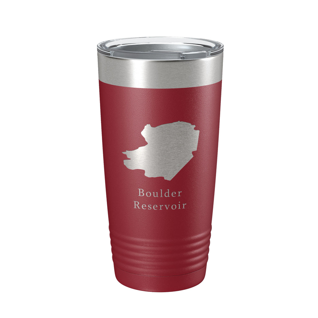 Boulder Reservoir Tumbler Lake Map Travel Mug Insulated Laser Engraved Coffee Cup Colorado 20 oz