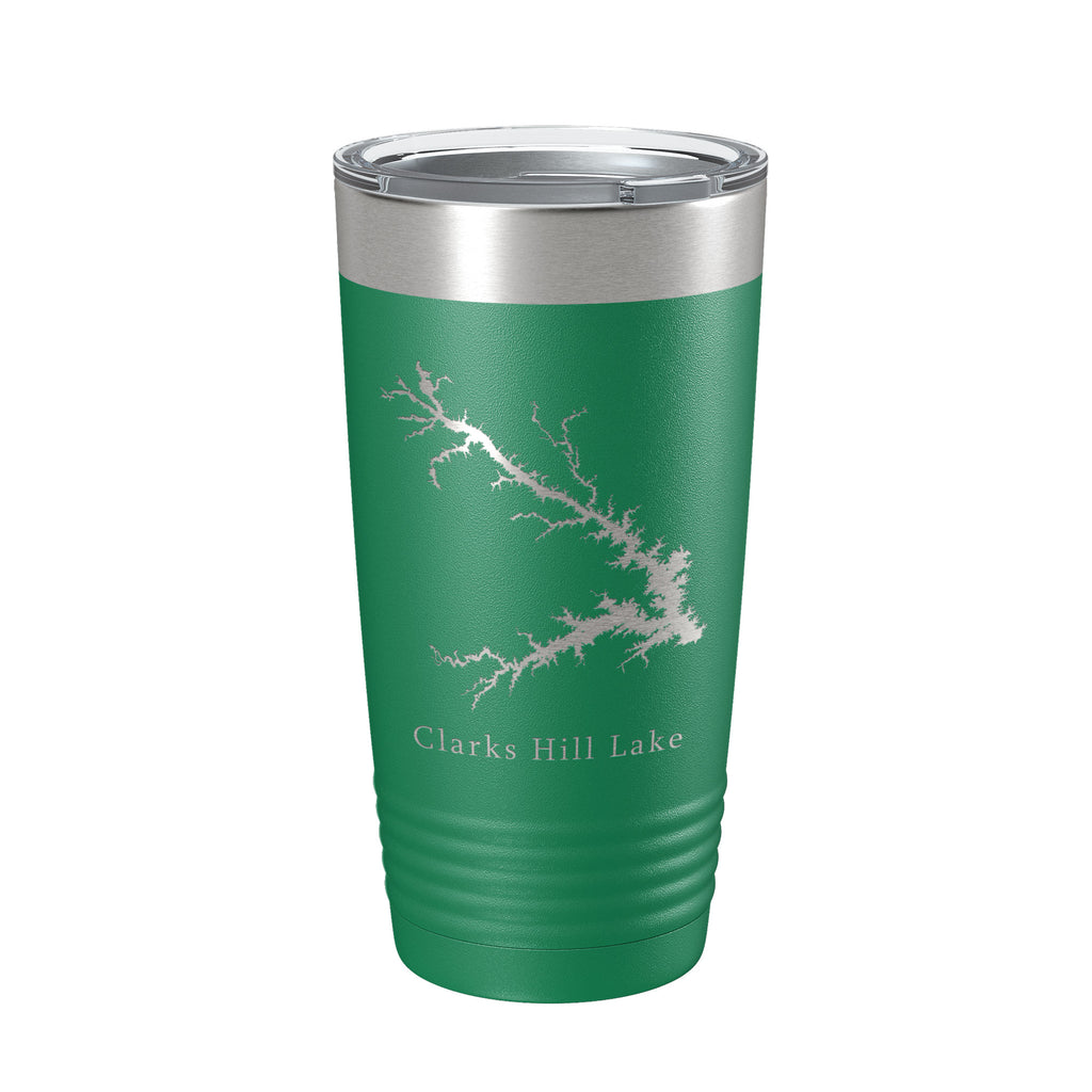 Clarks Hill Lake Map Tumbler Travel Mug Insulated Laser Engraved Coffee Cup J. Strom Thurmond Reservoir GA SC 20 oz