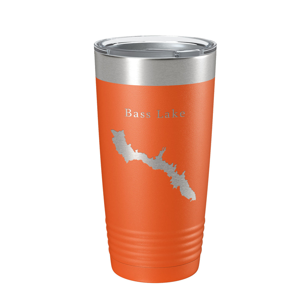 Bass Lake Map Tumbler Travel Mug Insulated Laser Engraved Coffee Cup California 20 oz