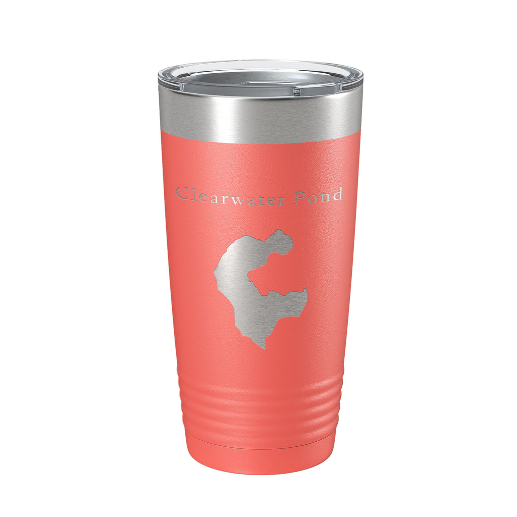 Clearwater Pond Lake Map Tumbler Travel Mug Insulated Laser Engraved Coffee Cup Maine 20 oz