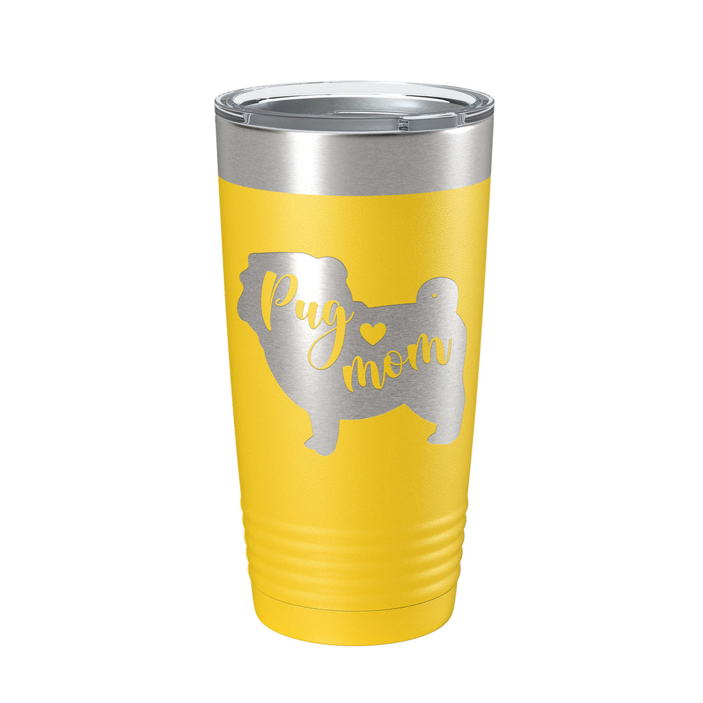 Pug Mom Tumbler Dog Travel Mug Gift Insulated Laser Engraved Coffee Cup 20 oz