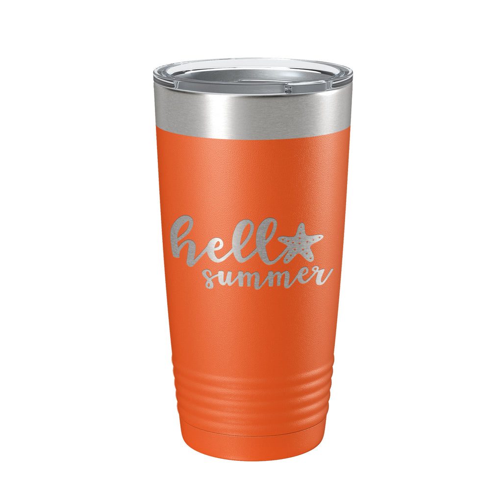Hello Summer Tumbler Travel Mug Insulated Laser Engraved Coffee Cup 20 oz