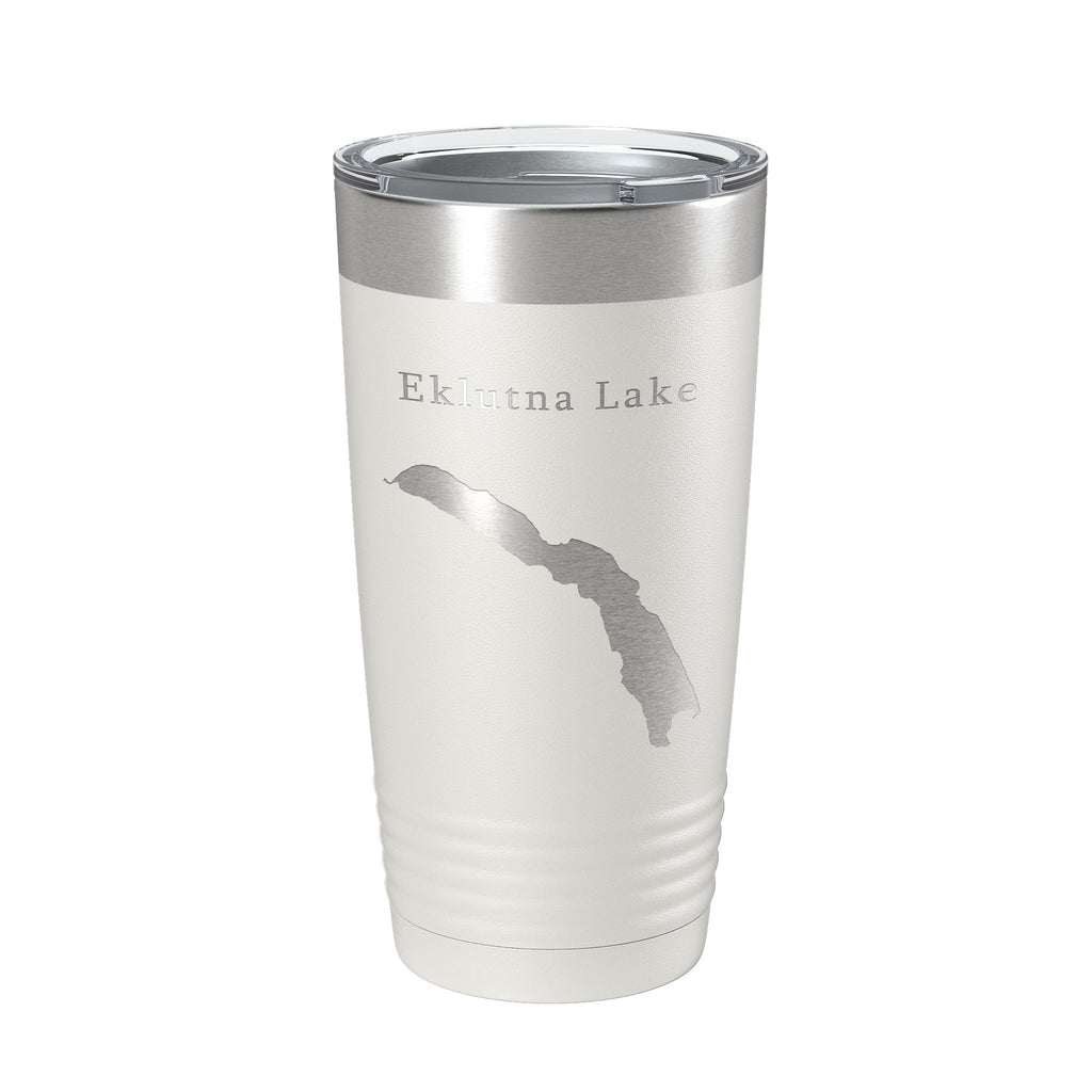 Eklutna Lake Map Tumbler Travel Mug Insulated Laser Engraved Coffee Cup Alaska 20 oz