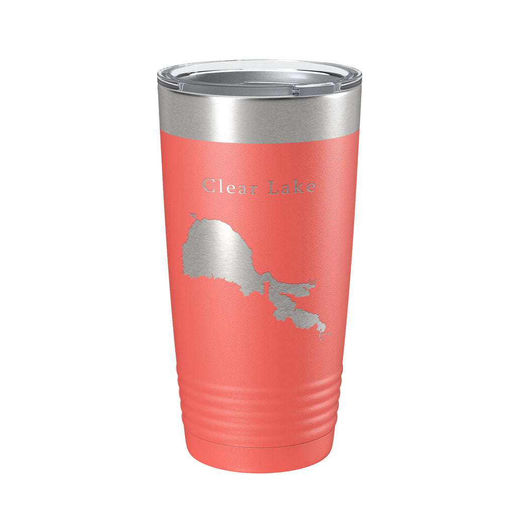 Clear Lake Map Tumbler Travel Mug Insulated Laser Engraved Coffee Cup California 20 oz