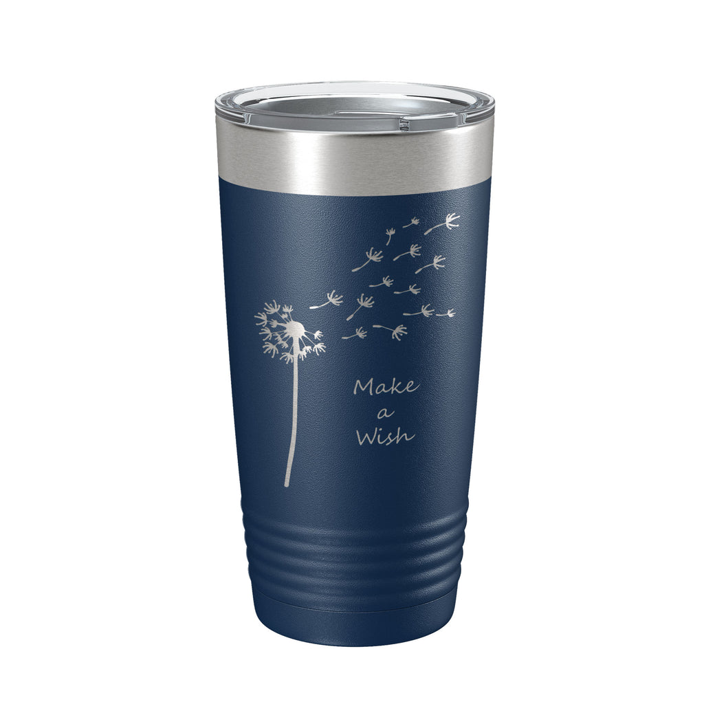 Dandelion Make A Wish Tumbler Travel Mug Gift Mom Daughter Her Women Girls Insulated Laser Engraved Coffee Cup 20 oz