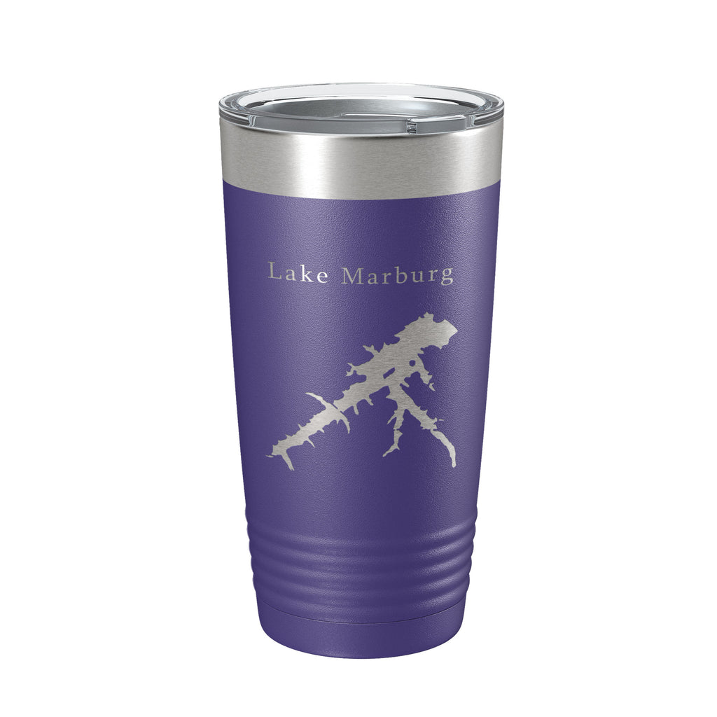 Lake Marburg Map Tumbler Travel Mug Insulated Laser Engraved Coffee Cup Pennsylvania 20 oz