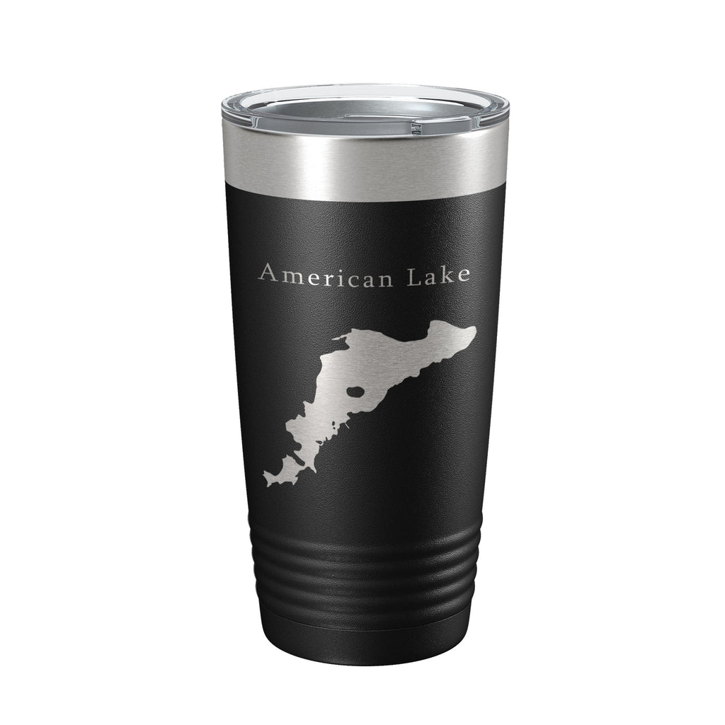 American Lake Map Tumbler Travel Mug Insulated Laser Engraved Coffee Cup Washington 20 oz