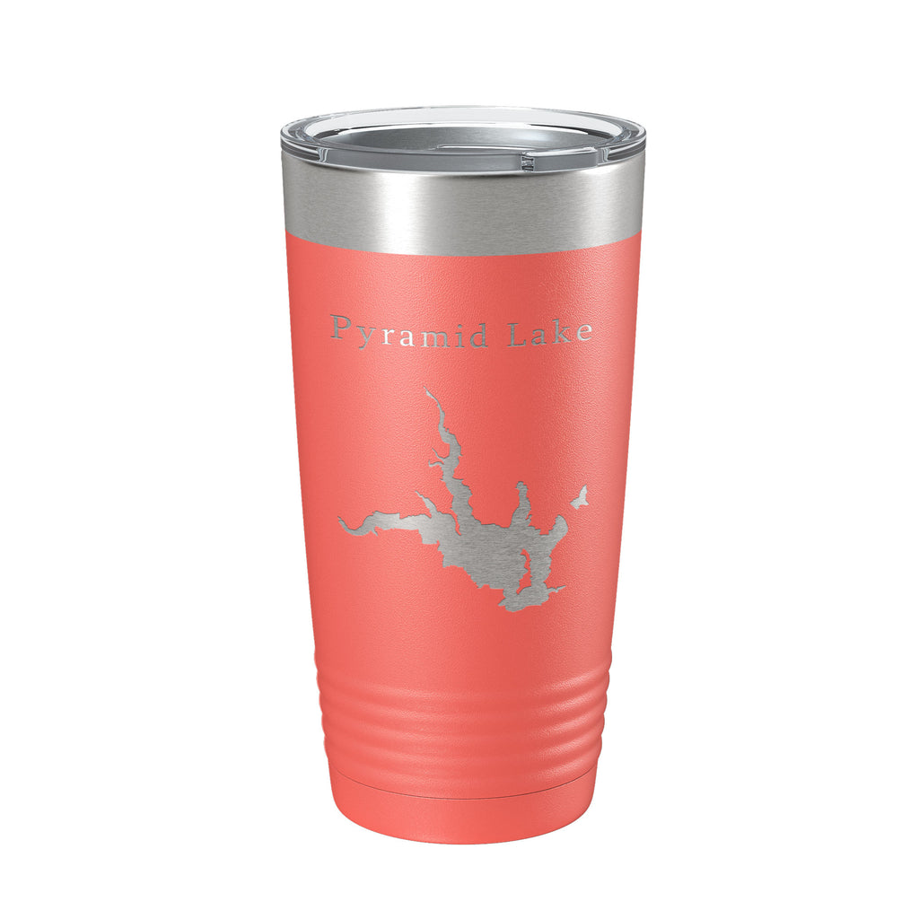 Pyramid Lake Map Tumbler Travel Mug Insulated Laser Engraved Coffee Cup California 20 oz