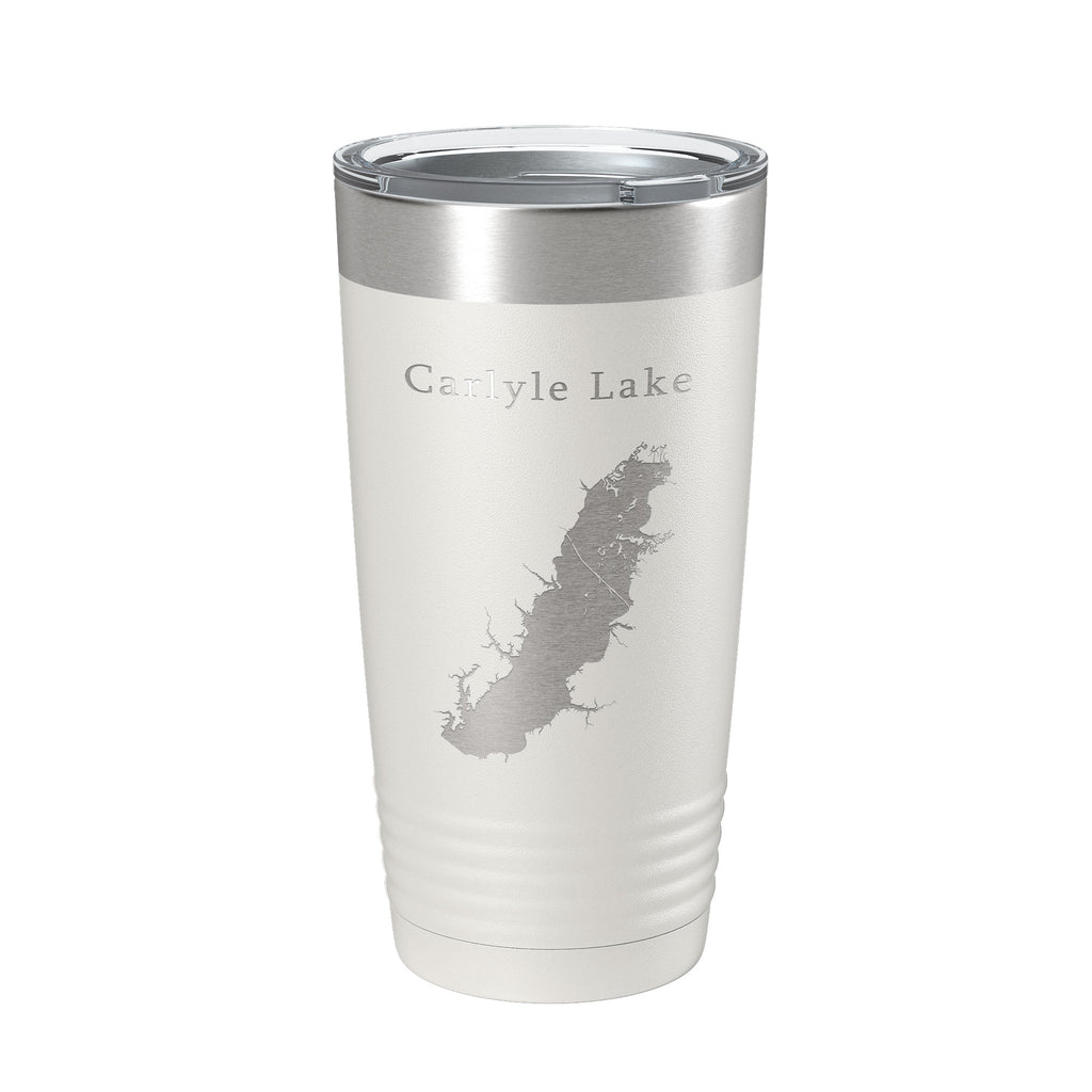Carlyle Lake Map Tumbler Travel Mug Insulated Laser Engraved Coffee Cup Illinois 20 oz