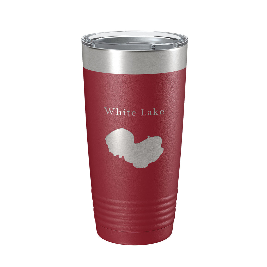 White Lake Map Tumbler Travel Mug Insulated Laser Engraved Coffee Cup Louisiana 20 oz