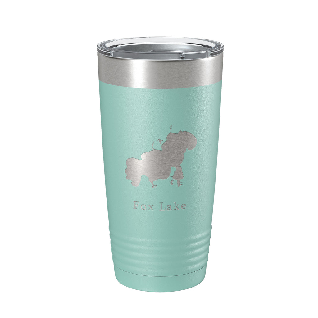 Fox Lake Map Tumbler Travel Mug Insulated Laser Engraved Coffee Cup Illinois 20 oz