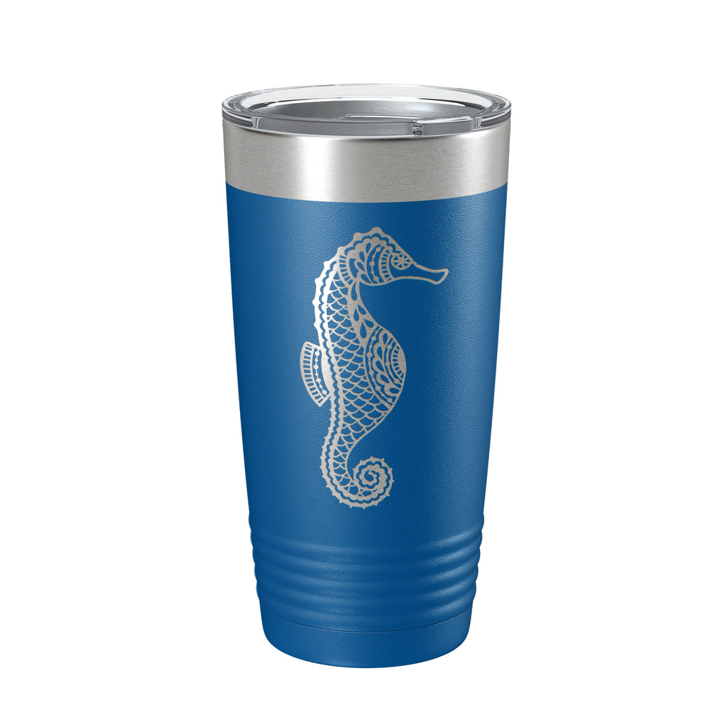 Seahorse Tumbler Zentangle Travel Mug Insulated Laser Engraved Coffee Cup 20 oz