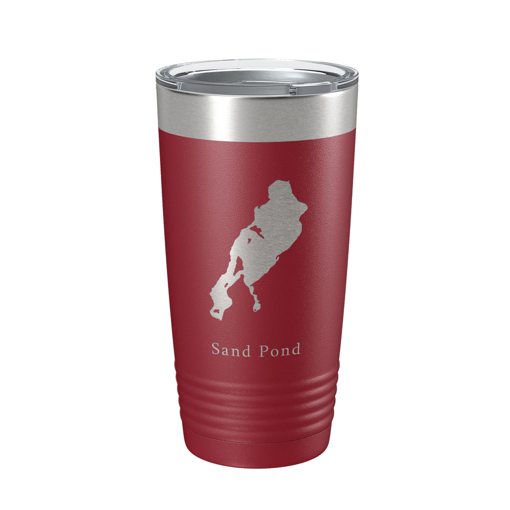 Sand Pond Tumbler Lake Map Travel Mug Insulated Laser Engraved Coffee Cup Maine 20 oz