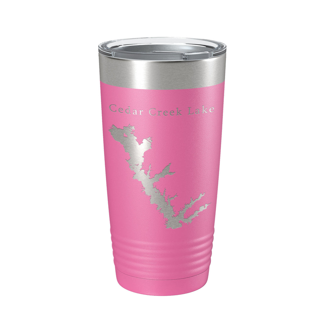 Cedar Creek Lake Reservoir Map Tumbler Travel Mug Insulated Laser Engraved Coffee Cup Texas 20 oz