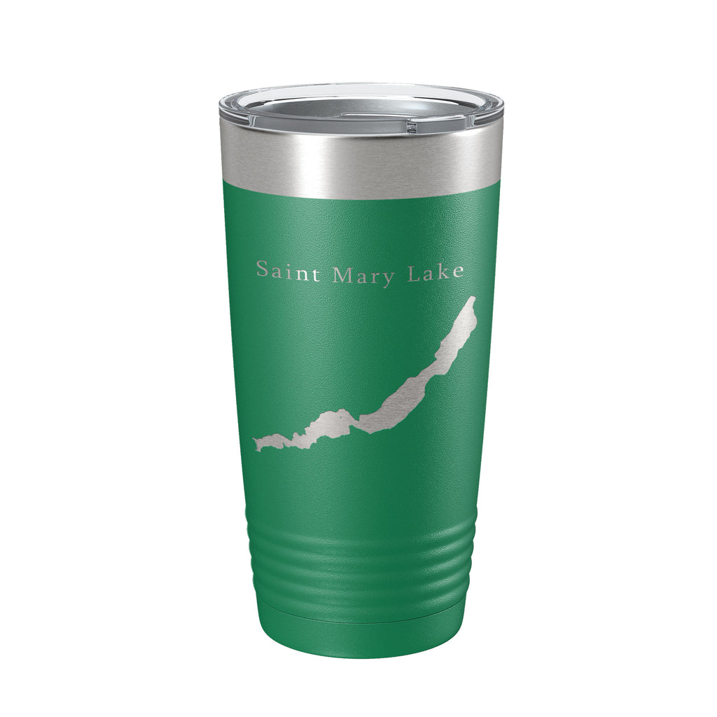Saint Mary Lake Map Tumbler Travel Mug Insulated Laser Engraved Coffee Cup Glacier National Park Montana 20 oz