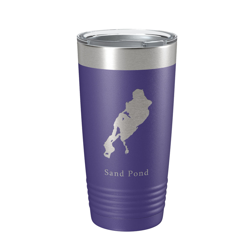 Sand Pond Tumbler Lake Map Travel Mug Insulated Laser Engraved Coffee Cup Maine 20 oz