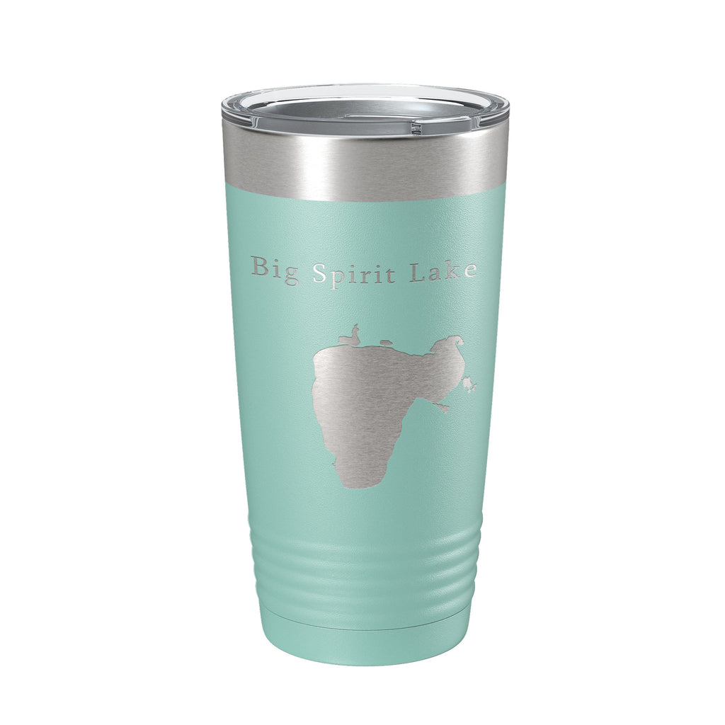 Big Spirit Lake Map Tumbler Travel Mug Insulated Laser Engraved Coffee Cup Iowa Minnesota 20 oz