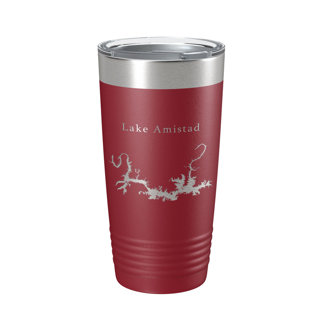 Lake Amistad Reservoir Map Tumbler Travel Mug Insulated Laser Engraved Coffee Cup Texas 20 oz