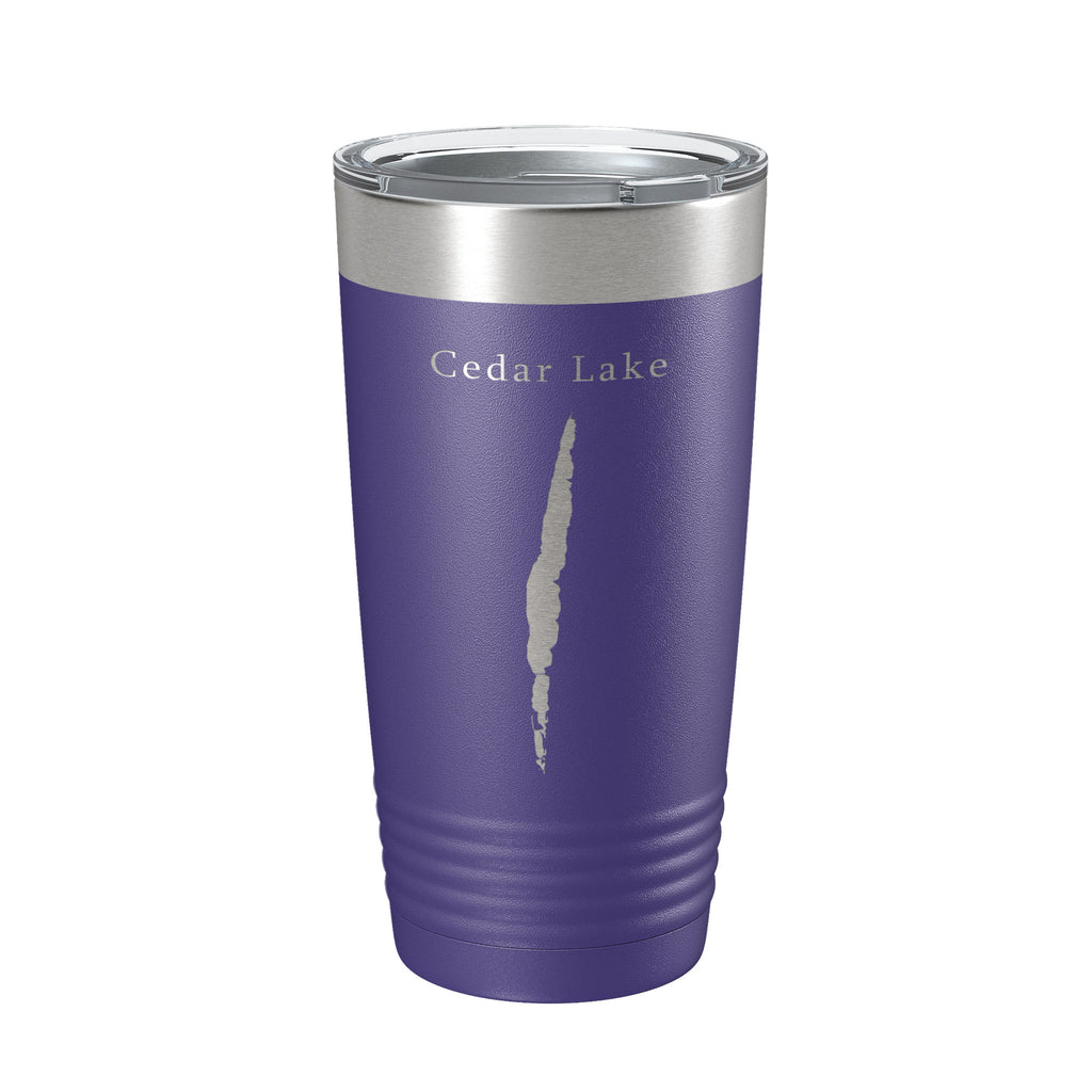 Cedar Lake Map Tumbler Travel Mug Insulated Laser Engraved Coffee Cup Alcona County Michigan 20 oz