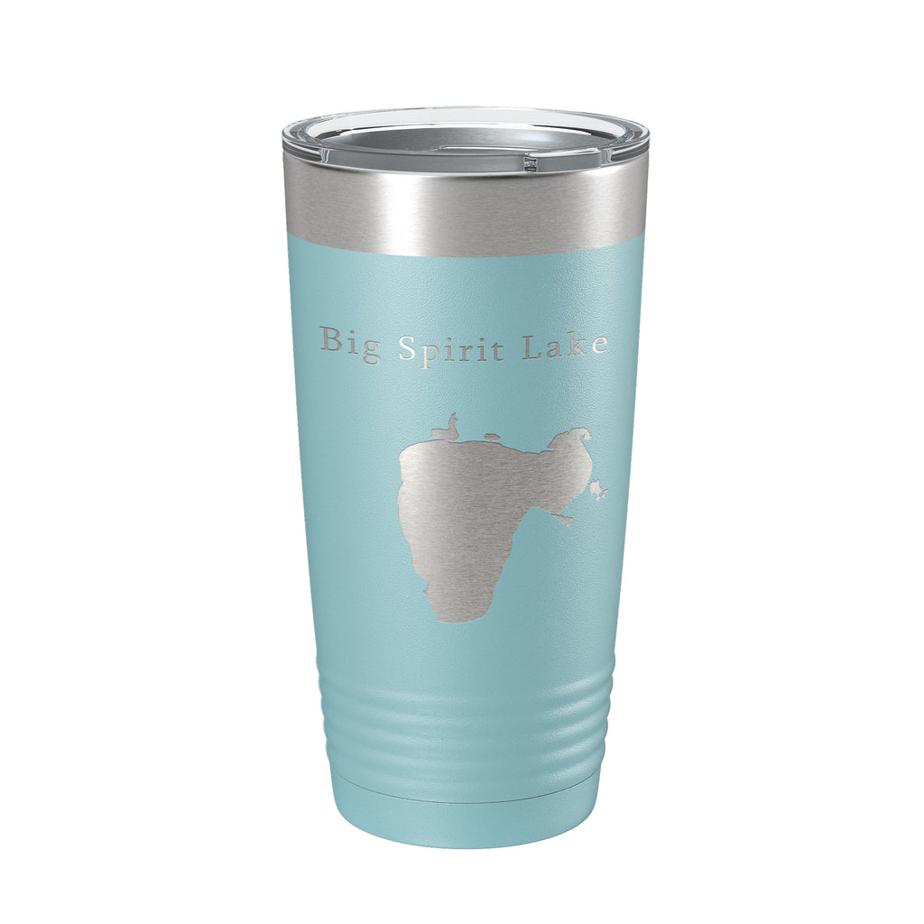 Big Spirit Lake Map Tumbler Travel Mug Insulated Laser Engraved Coffee Cup Iowa Minnesota 20 oz