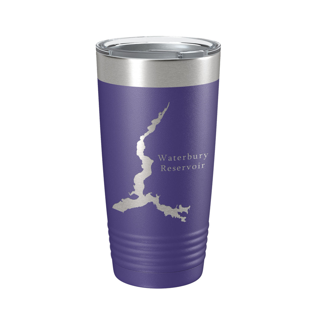 Waterbury Reservoir Tumbler Lake Map Travel Mug Insulated Laser Engraved Coffee Cup Vermont 20 oz