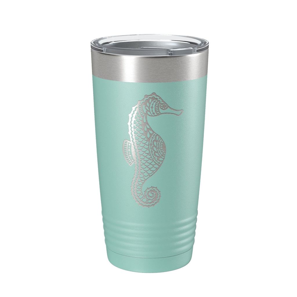 Seahorse Tumbler Zentangle Travel Mug Insulated Laser Engraved Coffee Cup 20 oz