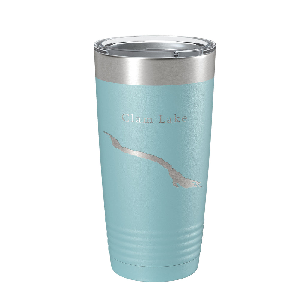 Clam Lake Map Tumbler Travel Mug Insulated Laser Engraved Coffee Cup Michigan 20 oz