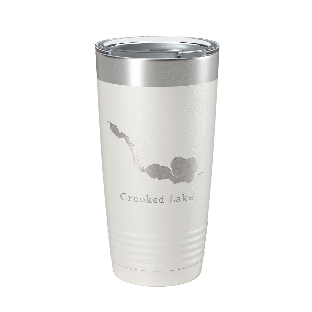 Crooked Lake Map Tumbler Travel Mug Insulated Laser Engraved Coffee Cup Indiana 20 oz