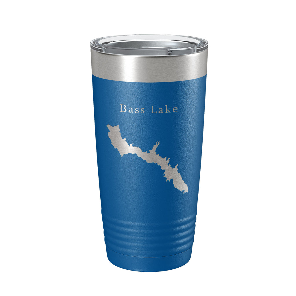 Bass Lake Map Tumbler Travel Mug Insulated Laser Engraved Coffee Cup California 20 oz