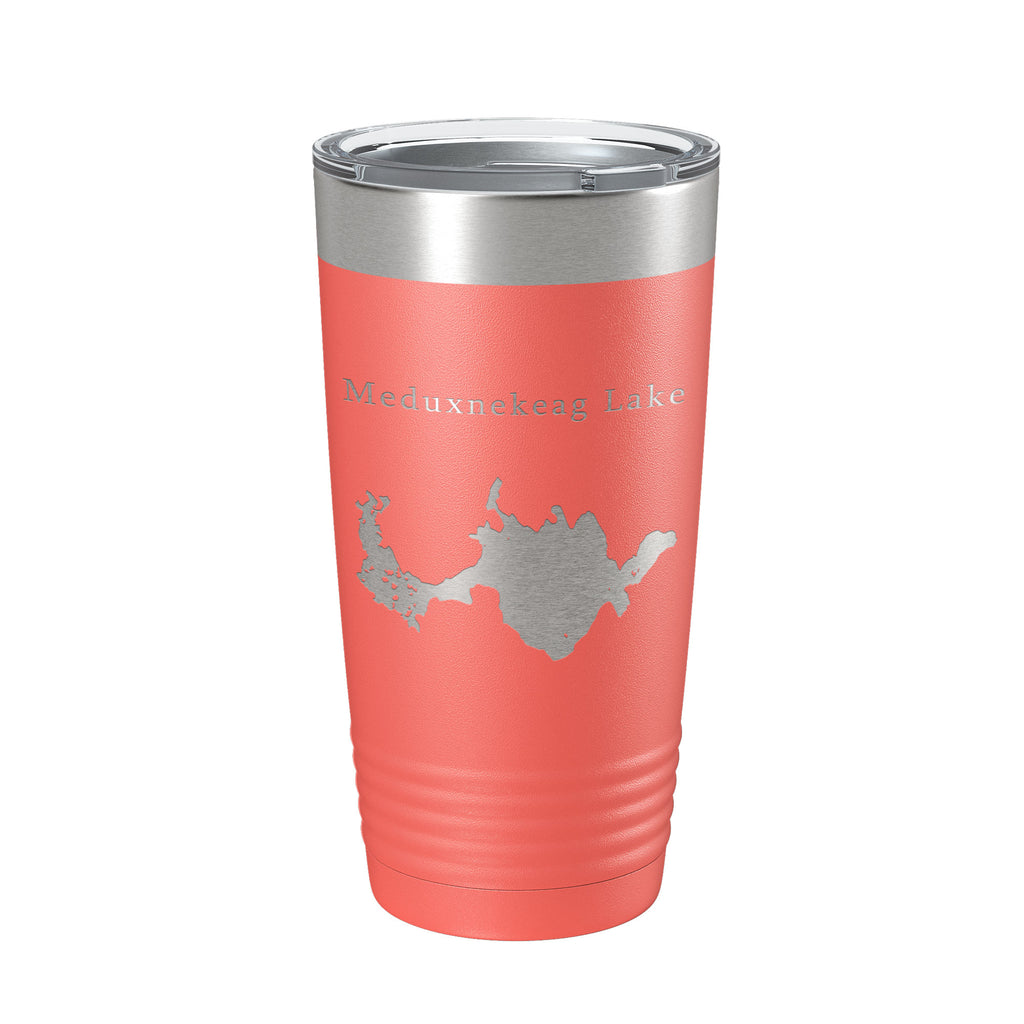 Meduxnekeag Lake Map Tumbler Travel Mug Insulated Laser Engraved Coffee Cup Maine 20 oz