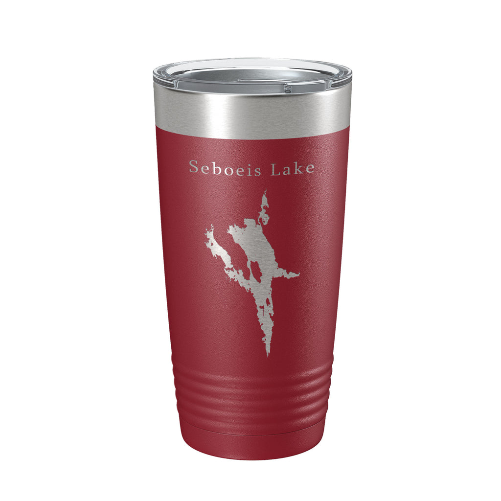 Seboeis Lake Map Tumbler Travel Mug Insulated Laser Engraved Coffee Cup Maine 20 oz